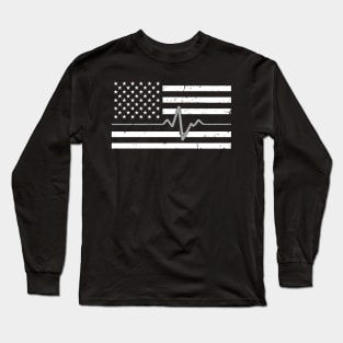 Thin Silver Line Flag - Corrections Officer Gift Long Sleeve T-Shirt